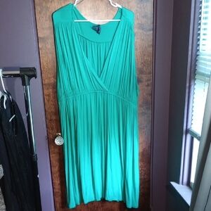 Green Sleeveless Dress W Adjustable Sleeves Size 2x 3x